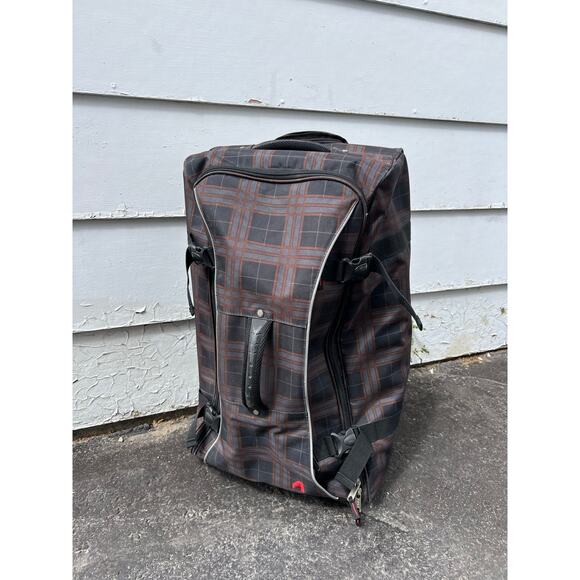 Athalon 29" Hybrid Half Luggage/Half Duffel plaid rolling suitcase traveling bag - Picture 1 of 14